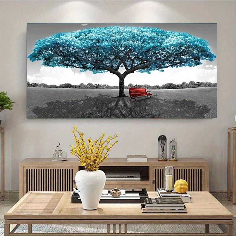 Blue Trees Aesthetic Canvas Paintings Prints Colourful Nordic Personalized Beautiful Tree Wall Posters Pictures Room Decor