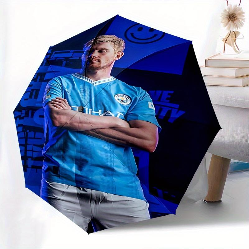 Manchester City, Soccer Player Automatic Opening and Closing Umbrella, Compact Travel Umbrella, Lightweight and Portable, Suitable for Beach