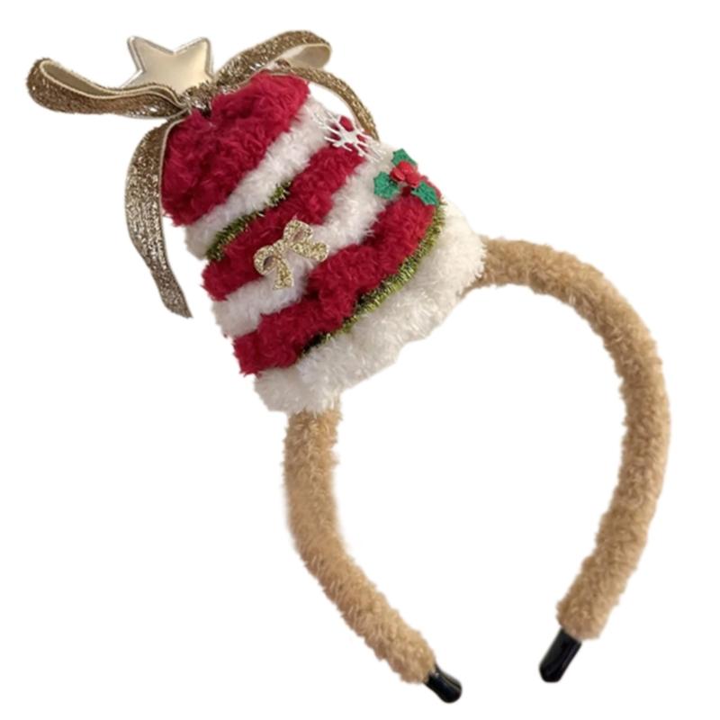 

Christmas Theme Headband Festival Props Plush Bear Hairhoop Seasonal Hairband Holiday Props Christmas Gathering Headwear