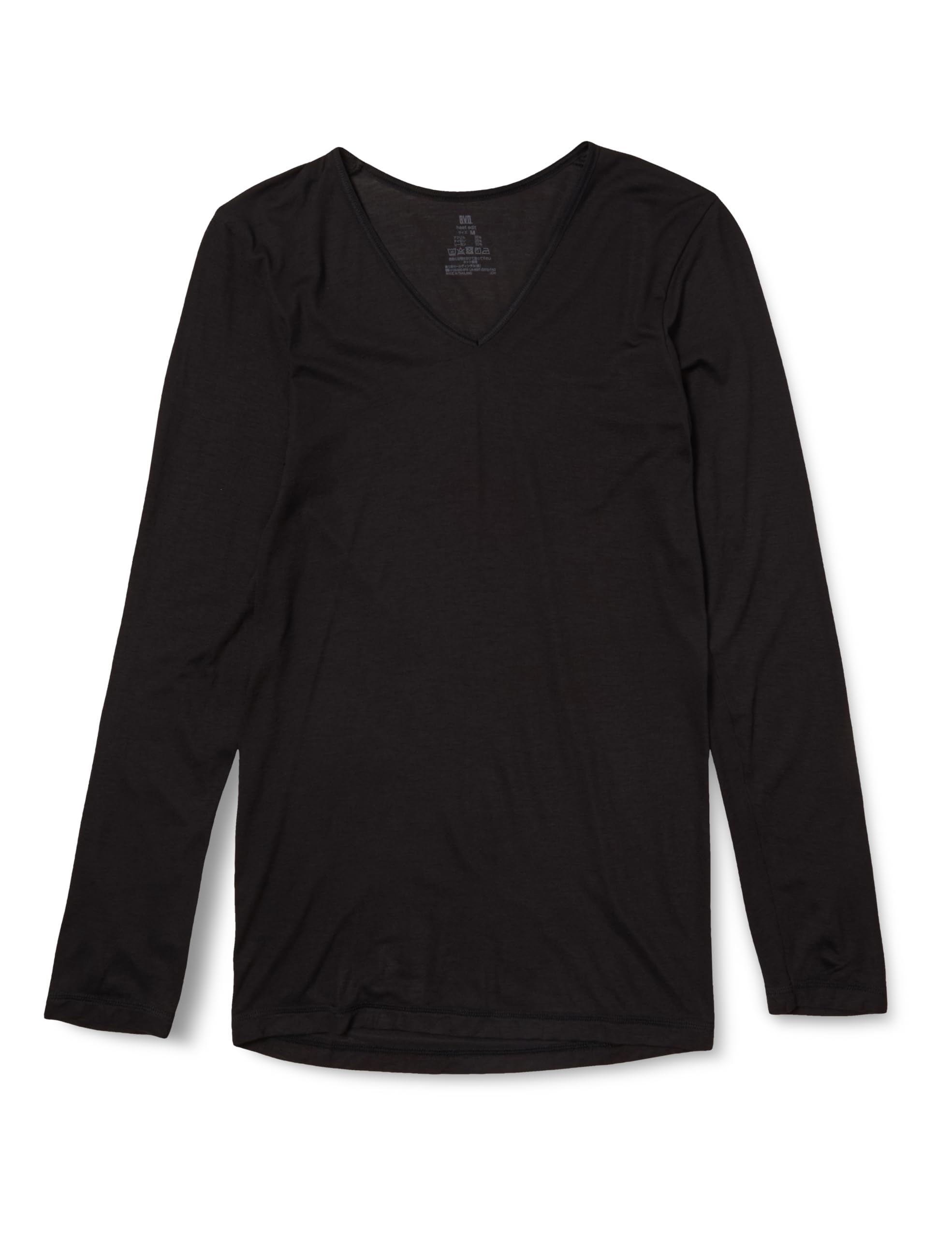 

BVD heat edit и высокофункциональное зимнее нижнее белье, доступное эксклюзивно в виде футболки с длинным рукавом и V-образным вырезом, влагоотводящее, генерирующее тепло, чёрный