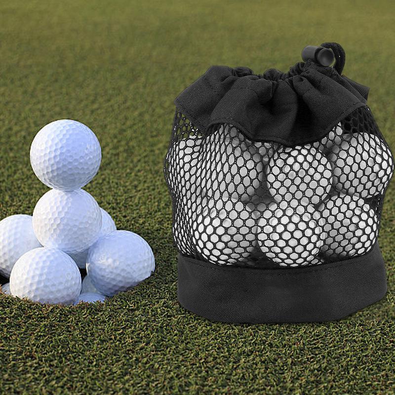 Durable Portable Nylon Golf Ball Container Mesh Net Bag Drawstring Closure Holder Sport Storage Pouch for Convenient Ball