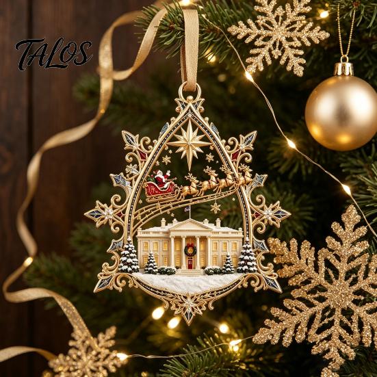 Eye Catching Christmas Party Favors 250th Anniversary USA White House Tree Ornament, 2D Acrylic 1776-2026 Commemorative Holiday Decorations Keepsake,