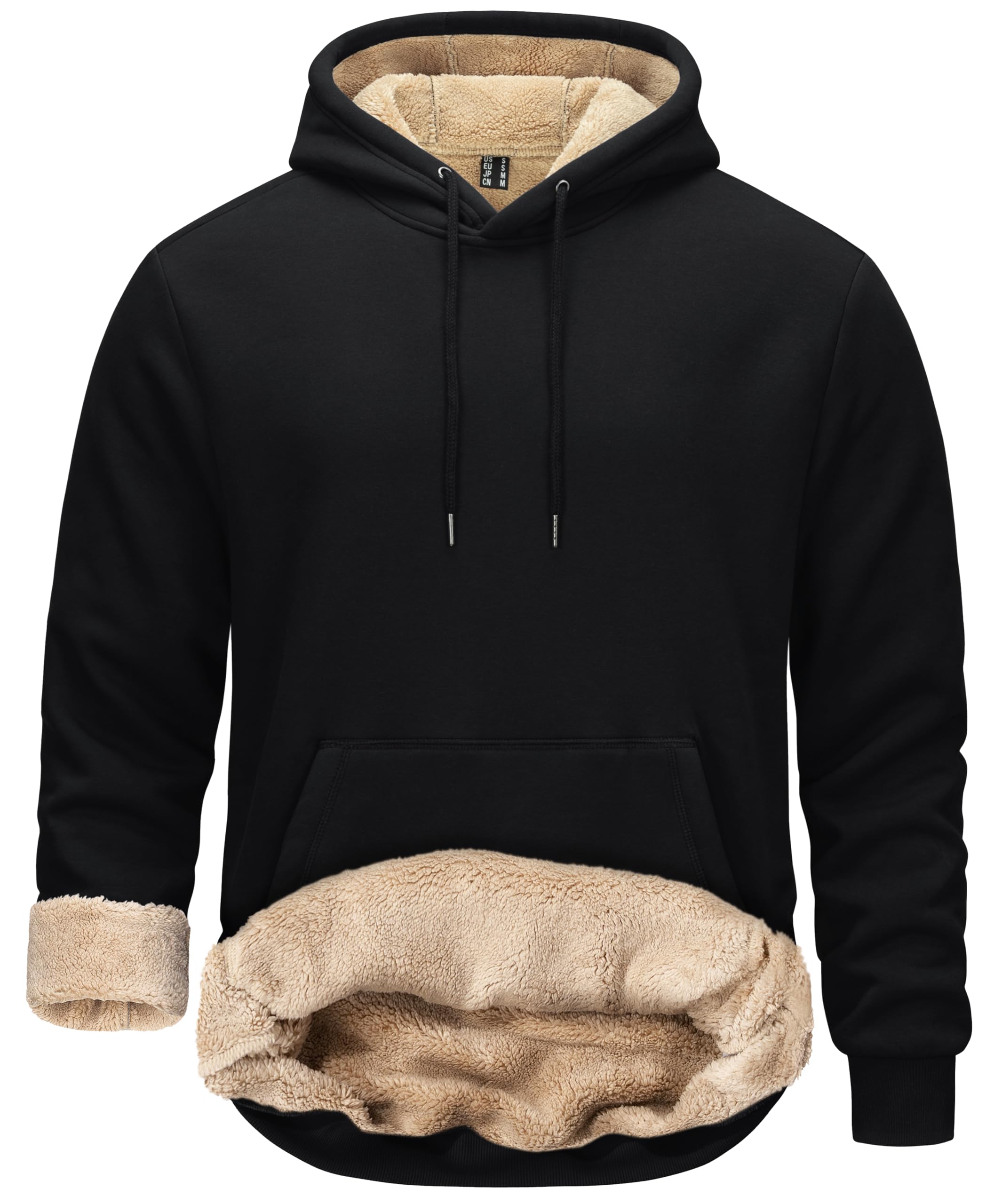 

TACVASEN Hooded Solid Perfect for Plus Loose Size 3XL Men s Fleece-Lined Sweatshirt, Loungewear, Fluffy, Color, Warm, Running, Sports, Sizes, чёрный