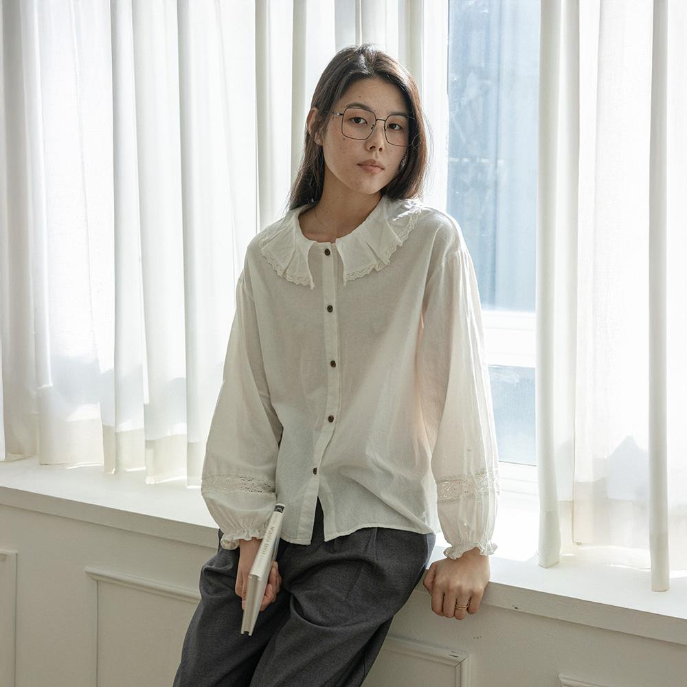Laengsseon Ls_Ruffle Collar Shirt_Ivory