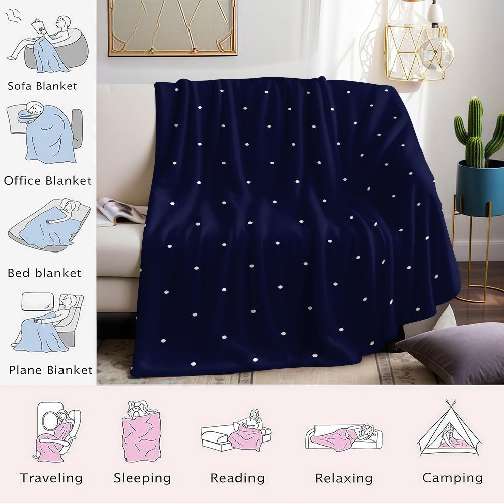 Midnight Dot Pattern Flannel Blanket Warm Soft Halloween Christmas Couch Warm Cozy Decorative Decor Gift for All Season