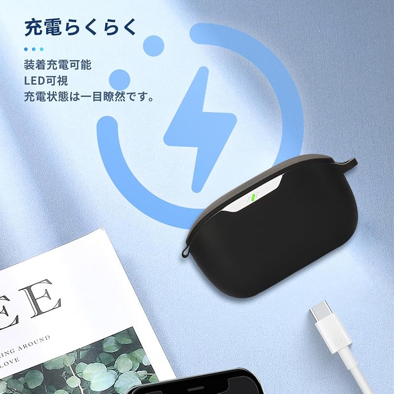 For WAVE BUDS 2 for Case Cover [NOUKAJU] Wireless Earphones Silicon Protective Case (With Carabiner + Strap Included) ) Fall Prevention Scratch
