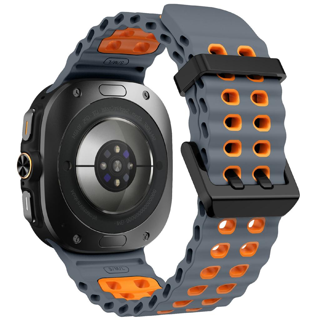 KALEBOL For Samsung Galaxy Watch Ultra 47mm Silicone Watch Band Dual Color Ocean Wrist Strap