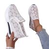 Women's Lace Mesh Platform Slip On Casual High Heel Shoes with Wedge Sole Lightweight Breathable Design Comfortable Fit