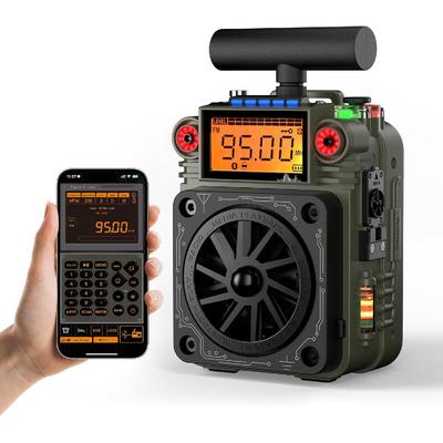 Radio AM FM SW Shortwave, przenośne mini radio ze sterowaniem APP, wymienna bateria, antena typu T, alarm SOS na kemping, alarm awaryjny