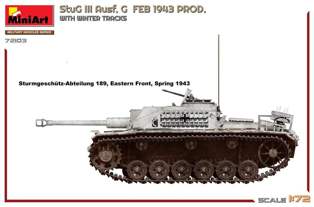 Miniart German StuG III Type G Manufactured In February 1943 Track Plastic Model MA72103 1/72 w/Winter