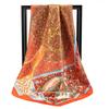 90*90Cm Women Elegant Floral Printed Square Imitation Silk Scarf Hijab Women Luxury Sunscreen And Dustproof Kerchief Head Scarf