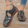 Fashion Women Sandals 2024 Summer Shoes Leather Covered Toe Soft Casual Walking Openwork Big Size Platform Sandals