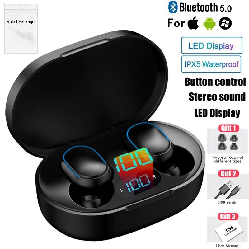 

Wireless Earphones Bluetooth-compatibleV 5.0 Wireless Earbuds In Ear Sports Headset E7S TWS Handsfree Earphones For Mobile Phone чёрный