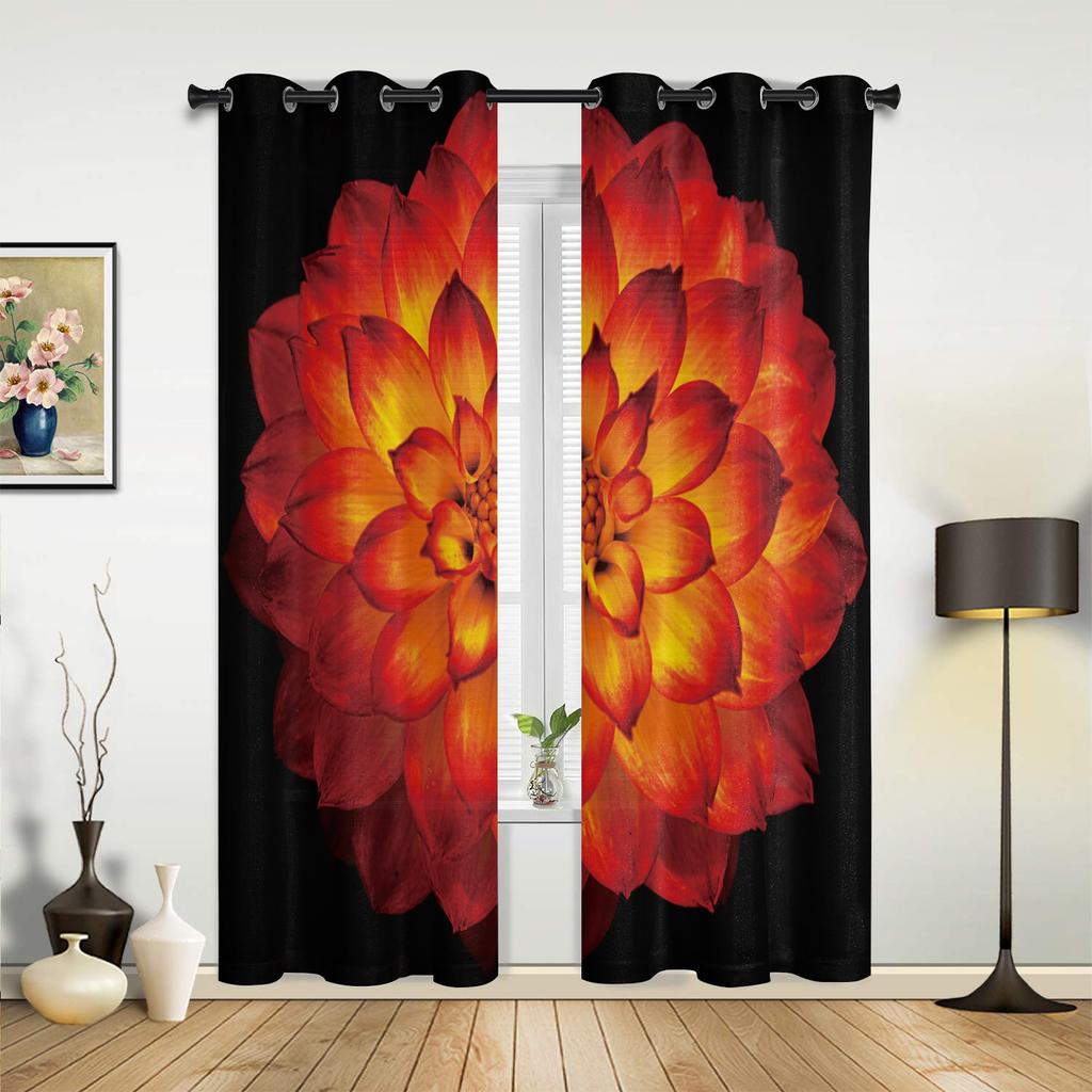 Flower Dahlia Windows Curtains Living Room Bedroom Window Treatments Household Kitchen Curtains