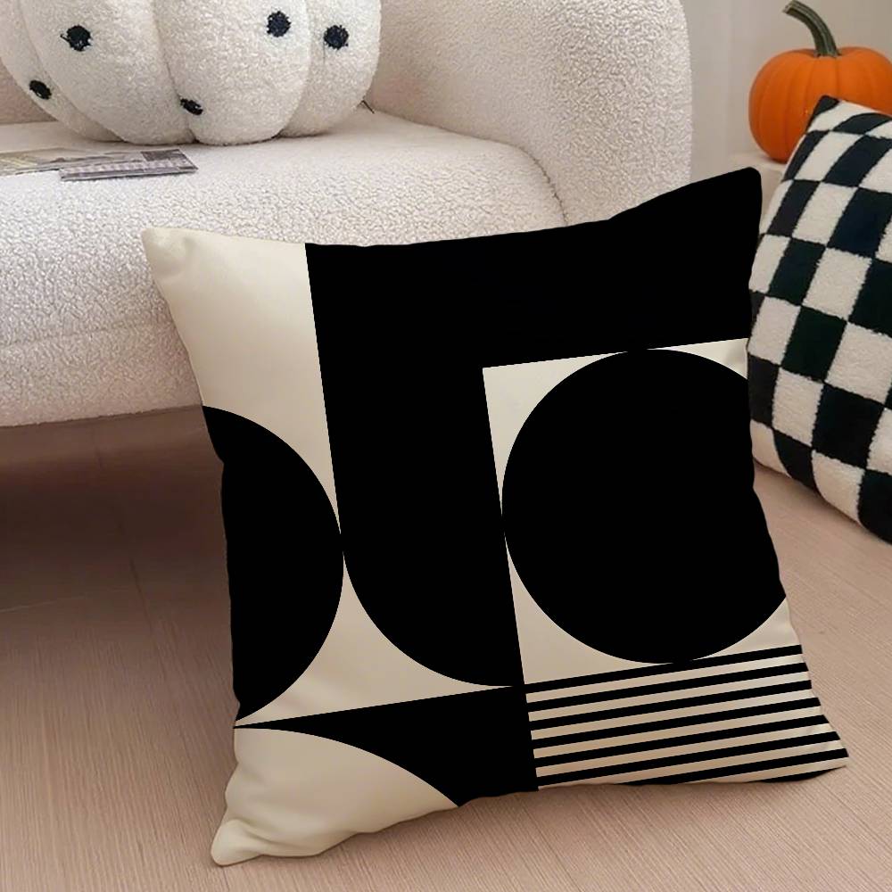 Abstract Geometric  Modern Boho Pillow Case Anti-dustmite Pillowcase Invisible Zipper Silky Short Plush Sofa Cushion Cover