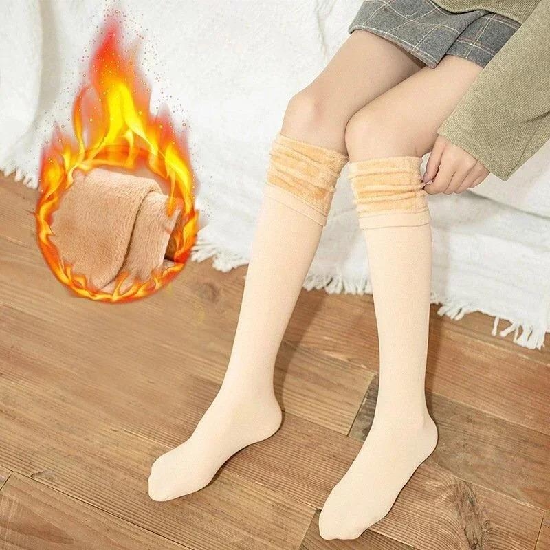 2 Pairs Women Winter Warm Thicken Thermal Socks Soft Casual Solid Color Sock Wool Cashmere Home Snow Boots Floor Sock Stockings