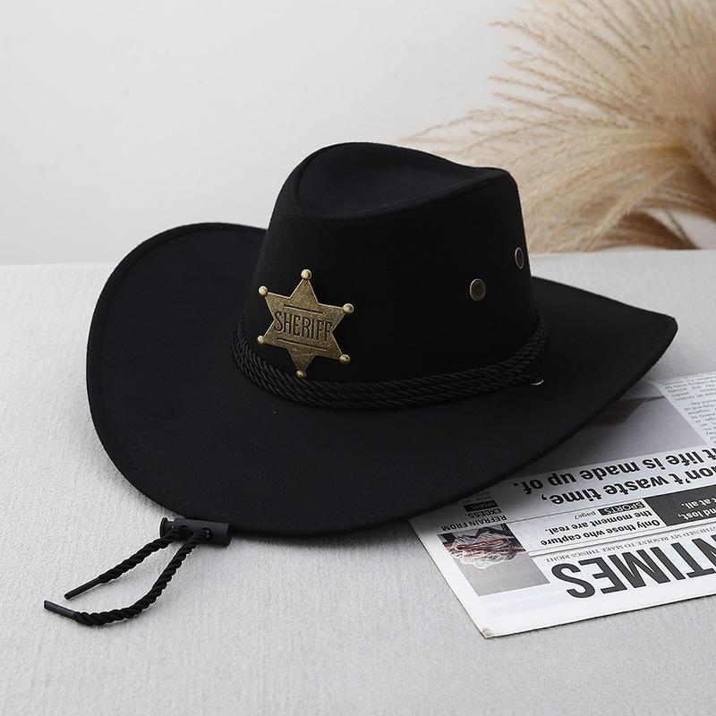 1Pc Unisex Artificial Suede Beach Cowboy Hat Wide Brim Sun Protection Party Cosplay Hat Solid Color Breathable Jazz Hat