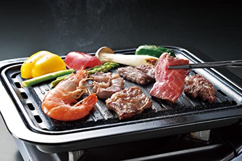 Pearl Metal Yakiniku Grill, Square, 34 X 29 Cm, Marble Diamond Coat, for Portable Stoves, HB-6318
