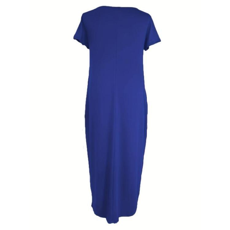 Women's Casual Maxi Dress Short Sleeve Simple Solid Dress With Pockets