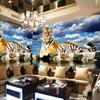 Mural Wallpaper 3D Stereo Tiger Blue Sky And White Clouds Wall Murals Living Room Bedroom Cartoon Wall Papers