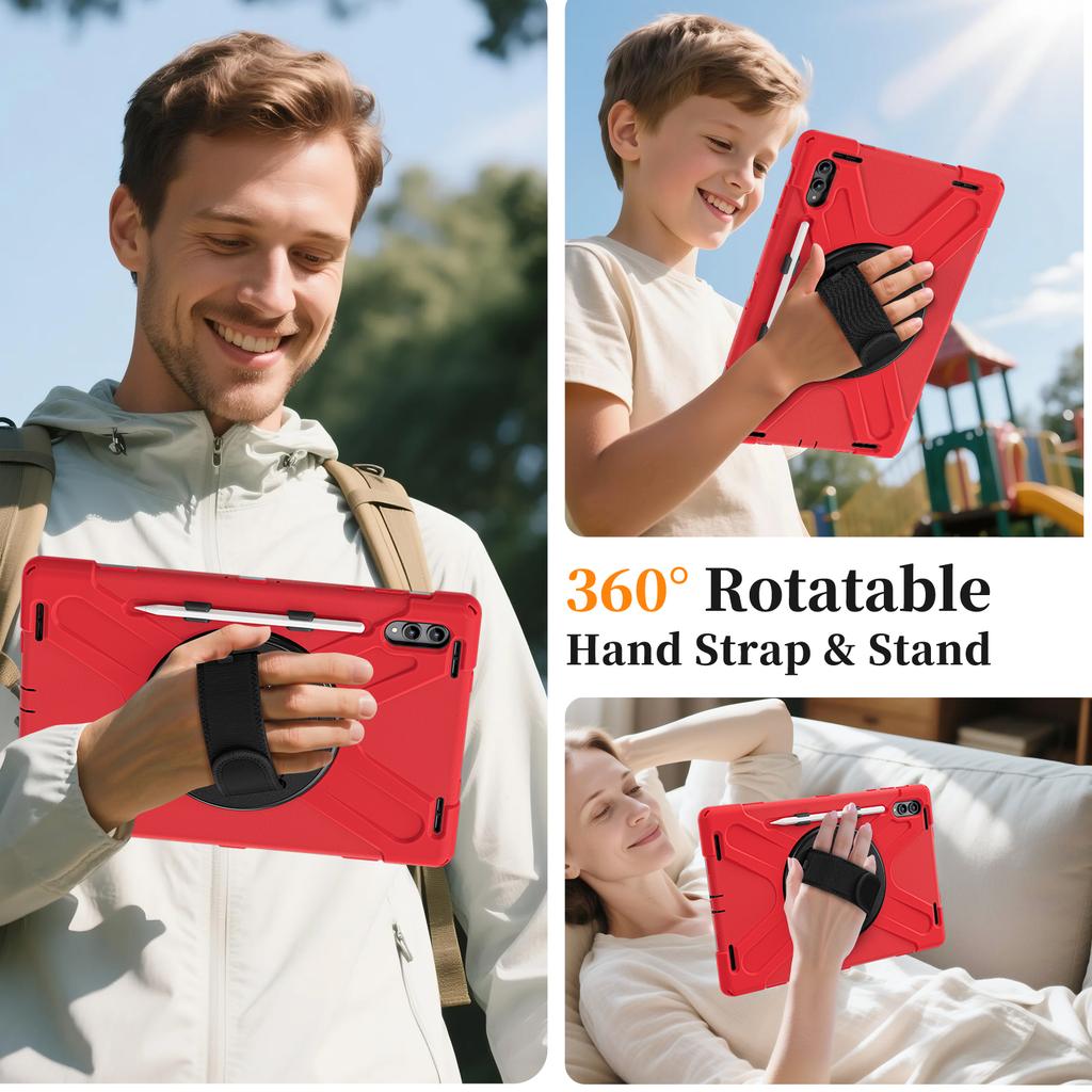 Heavy Duty Case for Samsung Galaxy Tab S11 Ultra 2025 14.6" SM-X930 SM-X936 360 Rotating Stand Rugged Cover with Shoulder Strap
