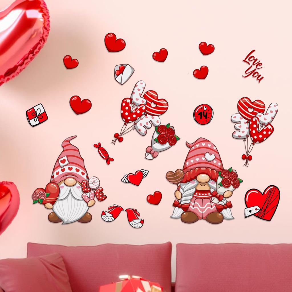 Valentine's Day Red Gnome Removable Wall Sticker CH81740