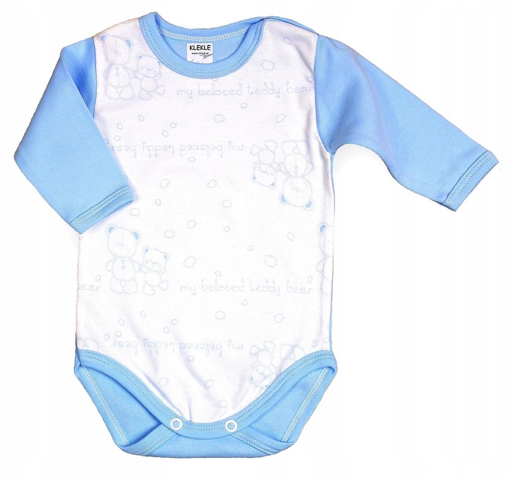 Long sleeve bodysuit BLUE TEDDY BEARS size 56 KLEKLE