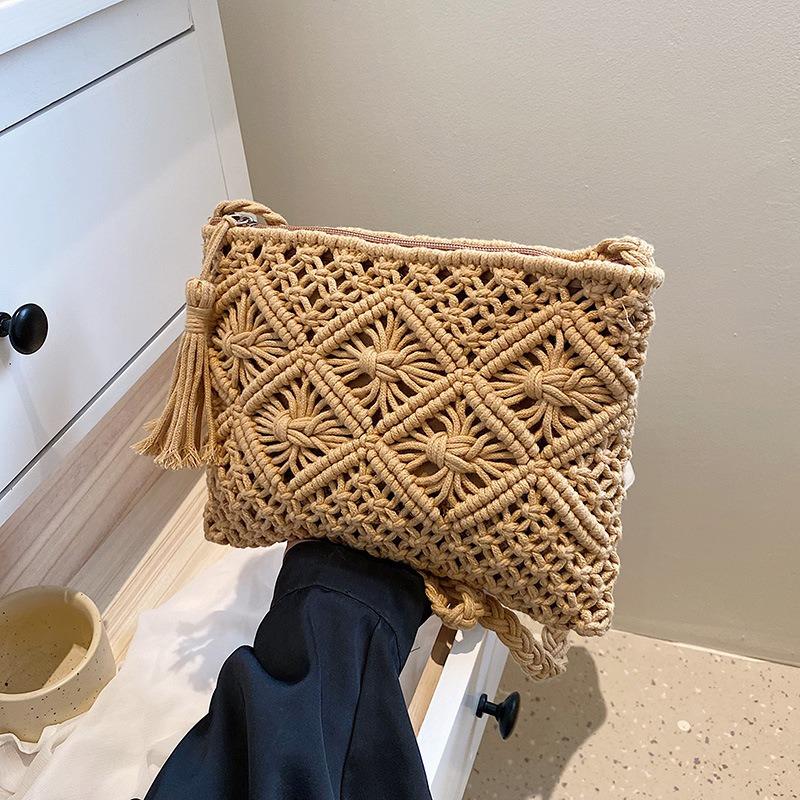 Bohemian Ethnic Bag Women's Fashion Woven Phone Bag Seaside Holiday Beach Crossbody Bag