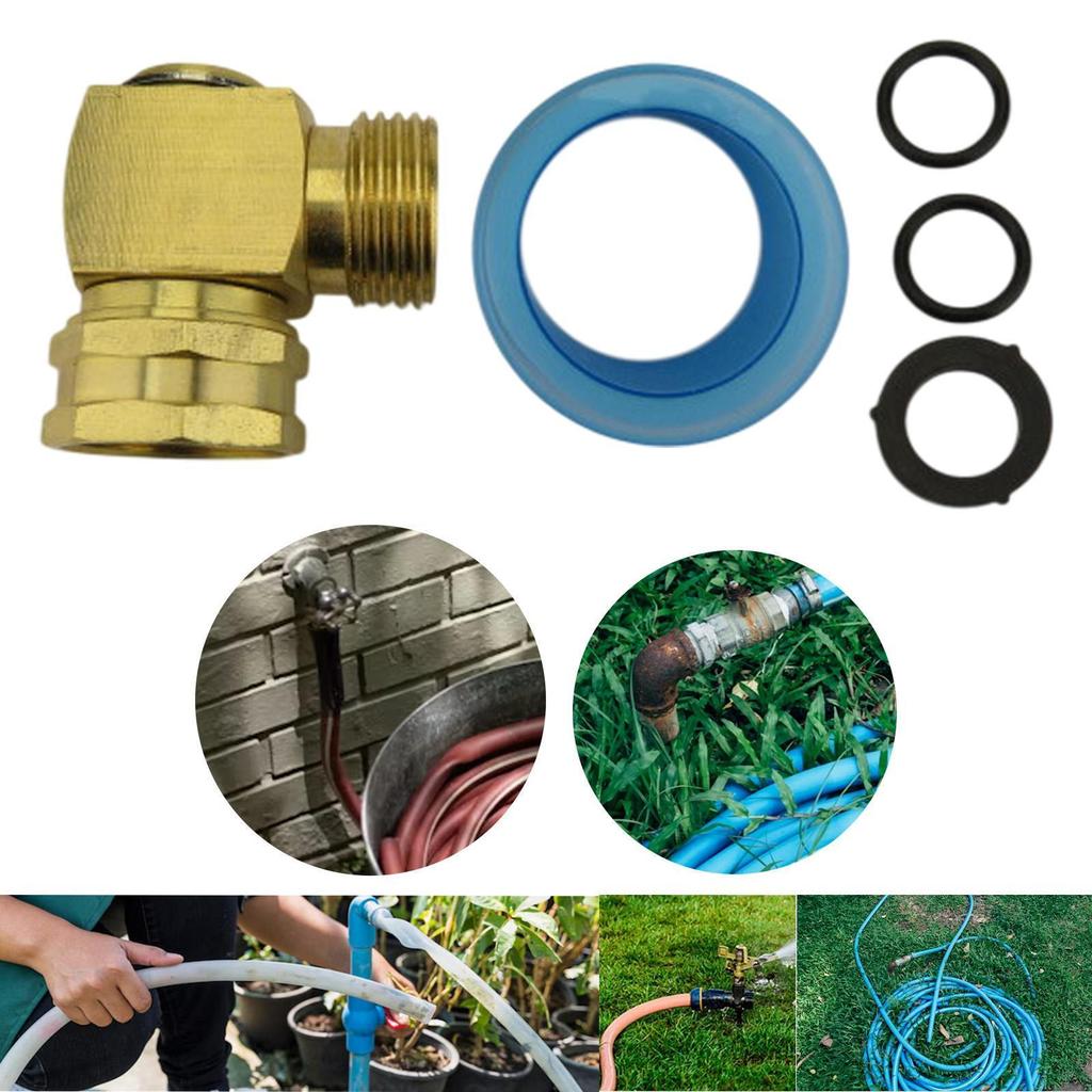 90 Degree Solid Brass Hose Connector 3/4" Ght Pipe Fittings Rotatable Garden Adapter for