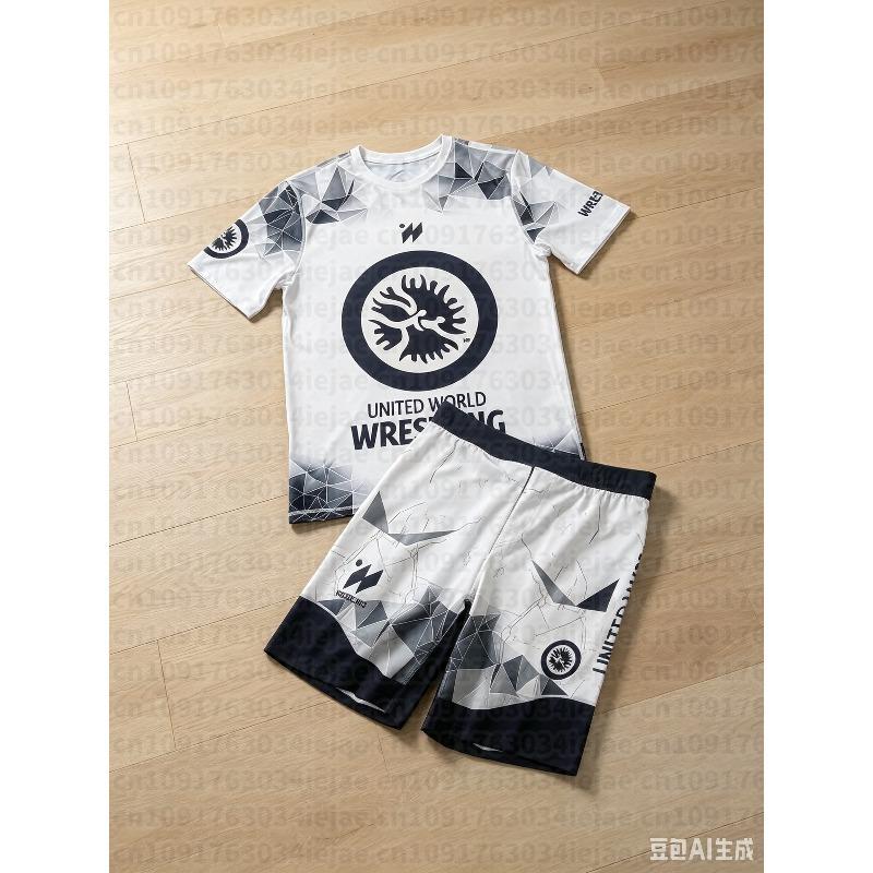 MOTO 2026 Nuevo Conjunto Deportivo de Verano para Hombre y Niño Lucha Libre Mundial Ropa Deportiva Camiseta de Manga Corta y Pantalones Cortos para Entrenamiento de MMA Ligero