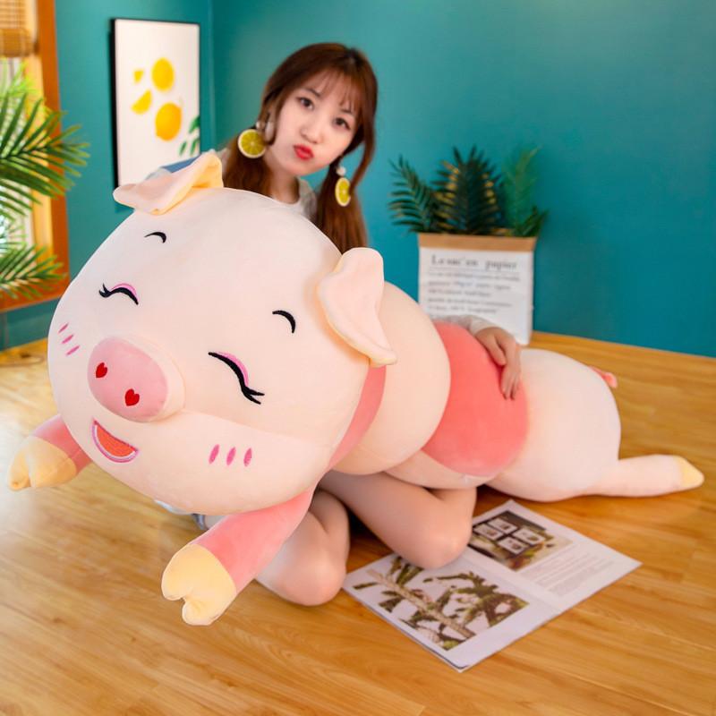 Adorable Caterpillar To Pig Plush Toy Cute Cartoon Long Pillow Birthday Gift 130cm