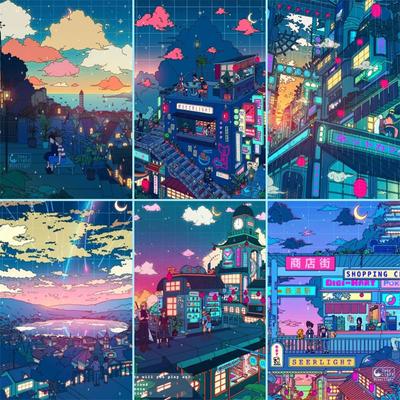 Pittura Diamante 5D Fai da Te Scena Edificio Anime Giapponese Fantasy Mosaico Strass Completo Ricamo Kit Punto Croce Decorazione Casa Regalo