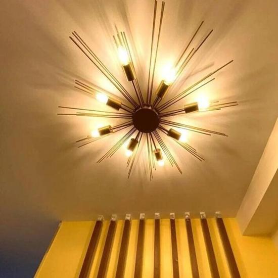 Stilnovo Style 8 Lights Shade Sputnik Chandelier Modern Ceiling Light Fixture Raw Brass
