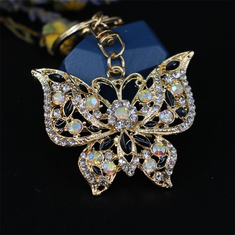 Rhinestone Bee Wing Keychain for Women Men Metal Gold Color Insect Animal Pendant Key Rings Jewelry porte clefs