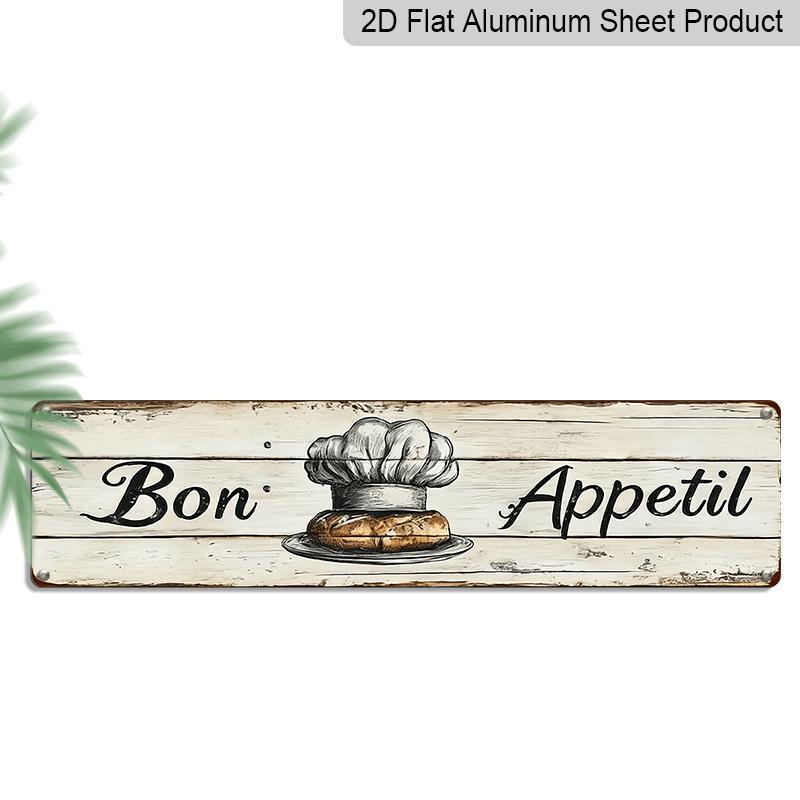 

2D Flat, Vintage Bon Appetit Metal Sign - 3.94 X 15.74 Inch, Rustic Alumium Decorative Sign Wall Decor for Kitchen, Home, Porch, Garden - Perfect 40cm x 10cm
