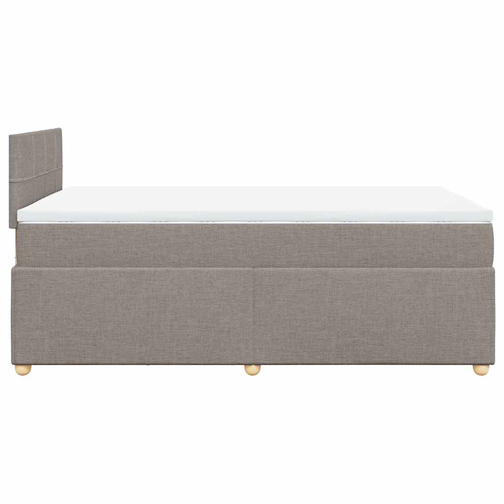 Vidaxl Łóżko Kontynentalne Z Materacem, Taupe, 120X190 Cm, Tkanina