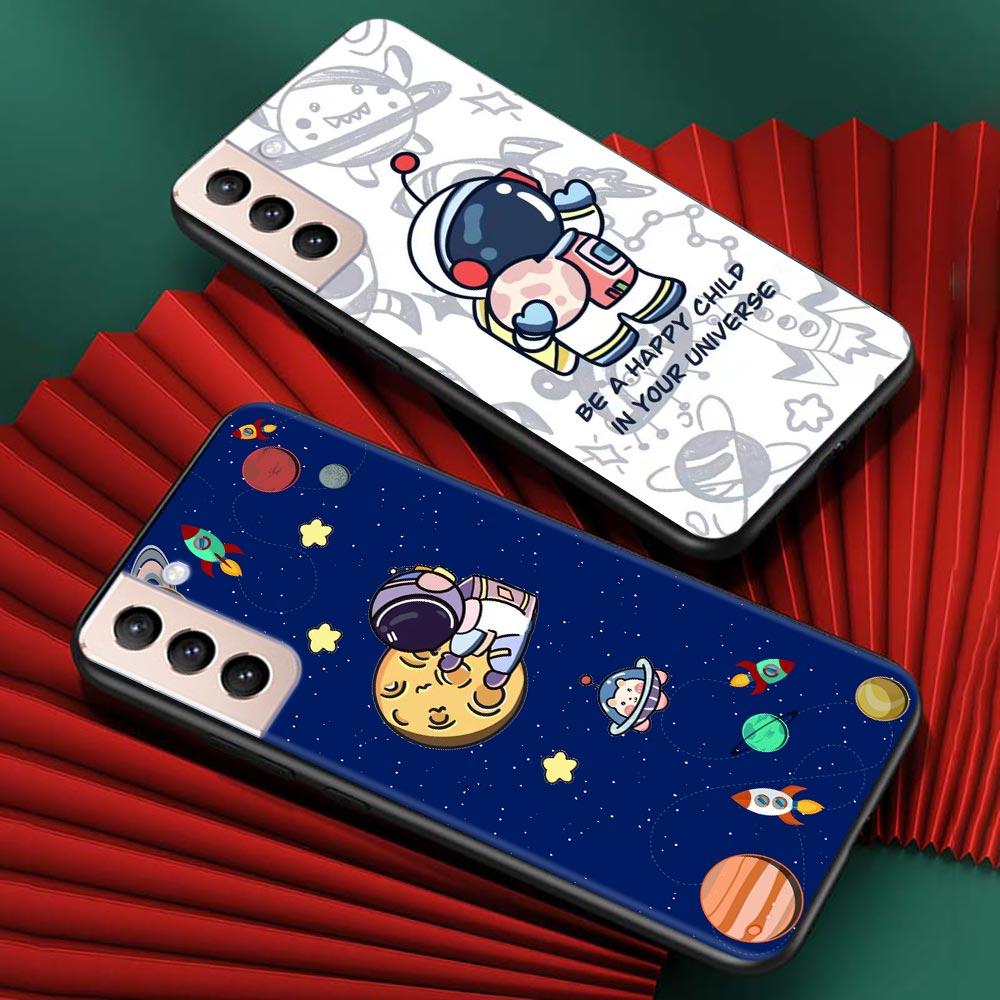 Phone Case For Samsung Galaxy S21 S20 Ultra S10 Plus Lite S21 S20 Fe 5g S10e S9 S8 S7 Edge Shell Fundas Cute Cartoon Astronaut