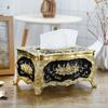 Rose Pattern Golden-Plated Tissue Box American Style Paper Holder Suitable For Multiple Rooms Home Desktop Decor