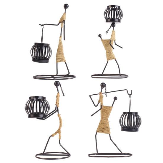 Metal Candle Holder Handmade Human Shape Candle Holder Iron Art Figure Tea