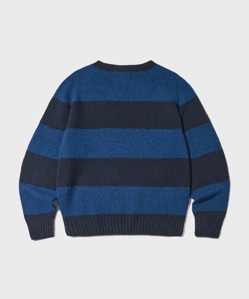 OUTSTANDING Pure Wool Wholegarment Stripe Knit_Blue/Navy