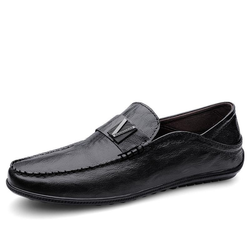 

Мужские роскошные лоферы из натуральной кожи высокого качества, слипоны, балетки для мужчин, легкая классическая обувь для ходьбы, деловая повседневная обувь 45 чёрный