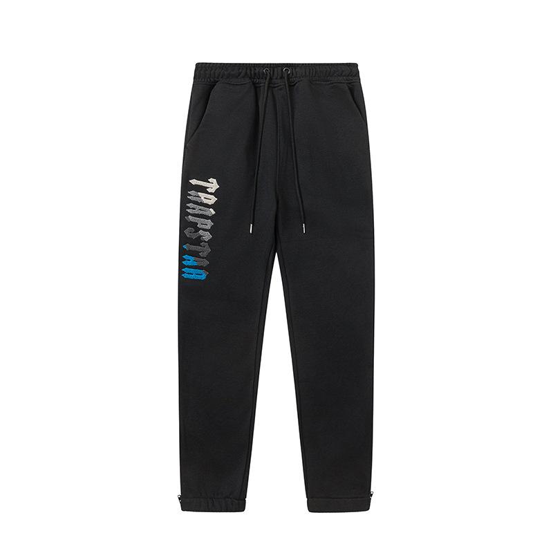 Foreign trade new rainbow color matching letter embroidery velvet loose hooded sweater casual trousers set men and women the same style