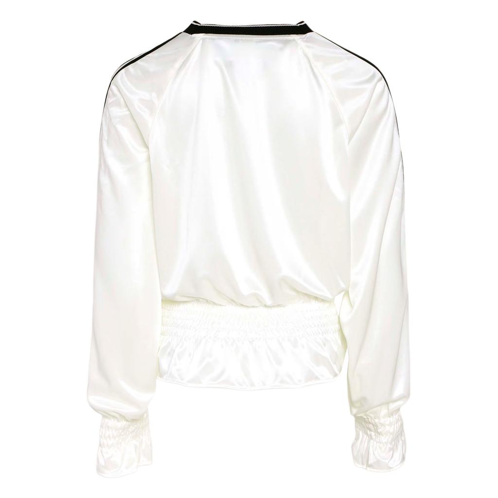adidas Originals Gerafftes Strick Casual Lockeres Langarm-T-Shirt Damen Oberteile KS2879