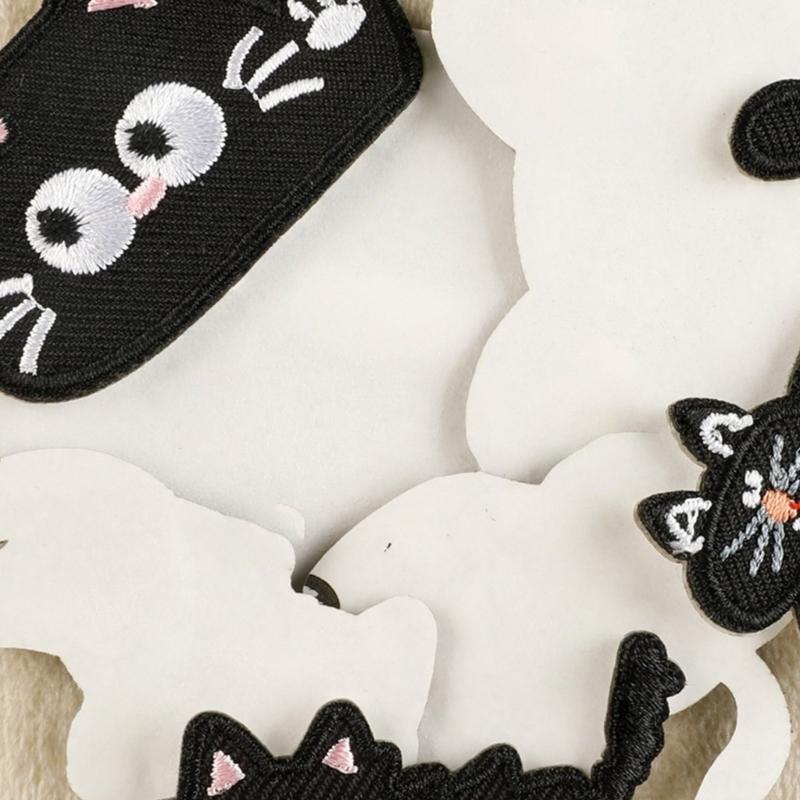 7 sztuk naszywek z haftem kotka do naprasowania, samoprzylepne aplikacje haftowane do dekoracji ubrań, kurtek, toreb, plecaków, kapeluszy