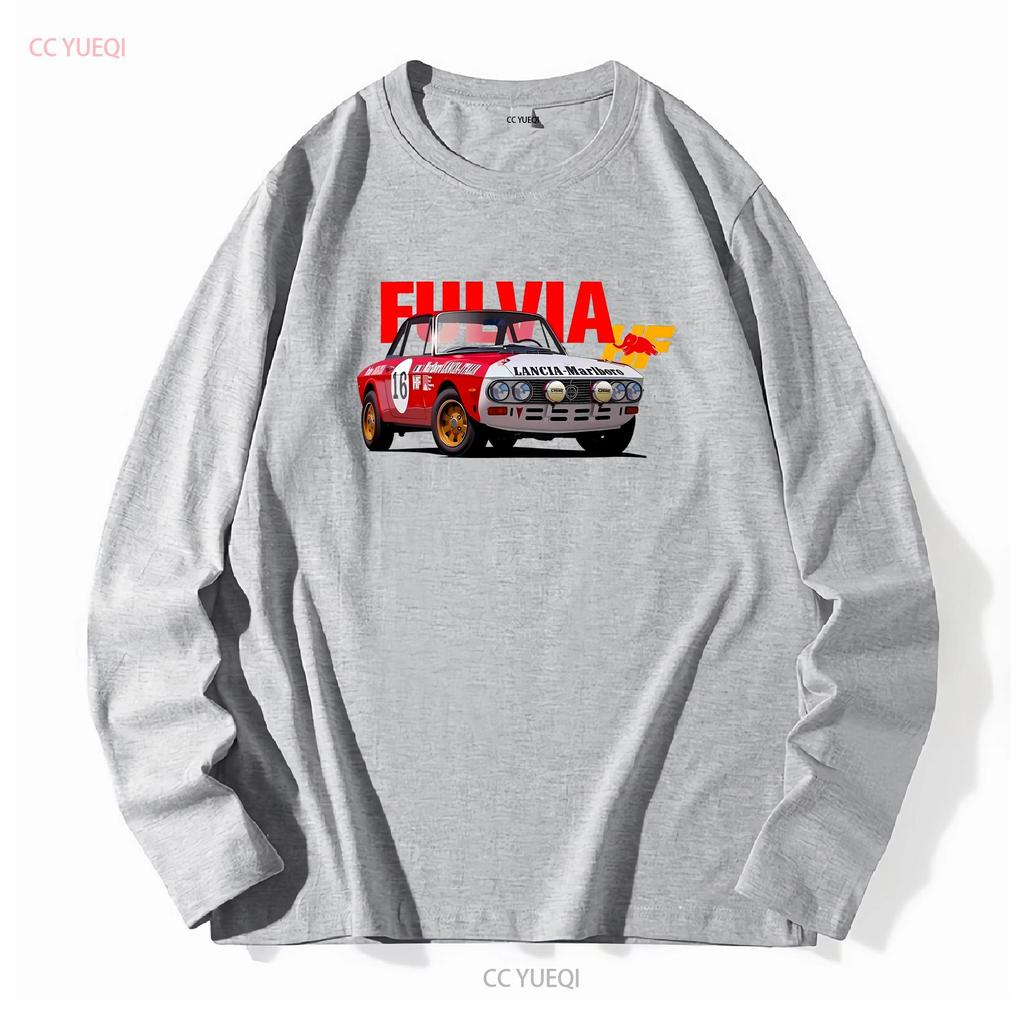 T Shirt Lancia Fulvia Hf Long or Short Sleeves Vintage Washed Homme Comfortable Streetwear Stretched Top For Everyday Wear