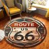 Route 66 Round Flannel Mat - High-Quality Pet Chair Non-Slip Rug, Mother's Day Wedding Gift for Bedroom Living Room Home Decor