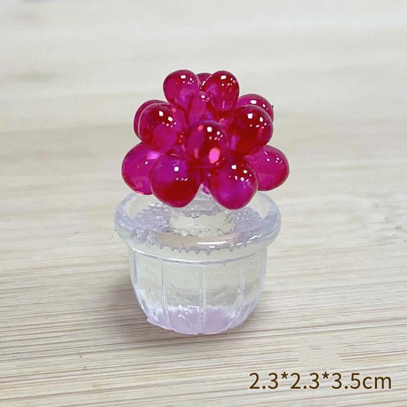 Cartoon Cactus Bonsai Decor Transparent Fleshy Resin Crafts Realistic Simulated Mini Cactus Home Decor