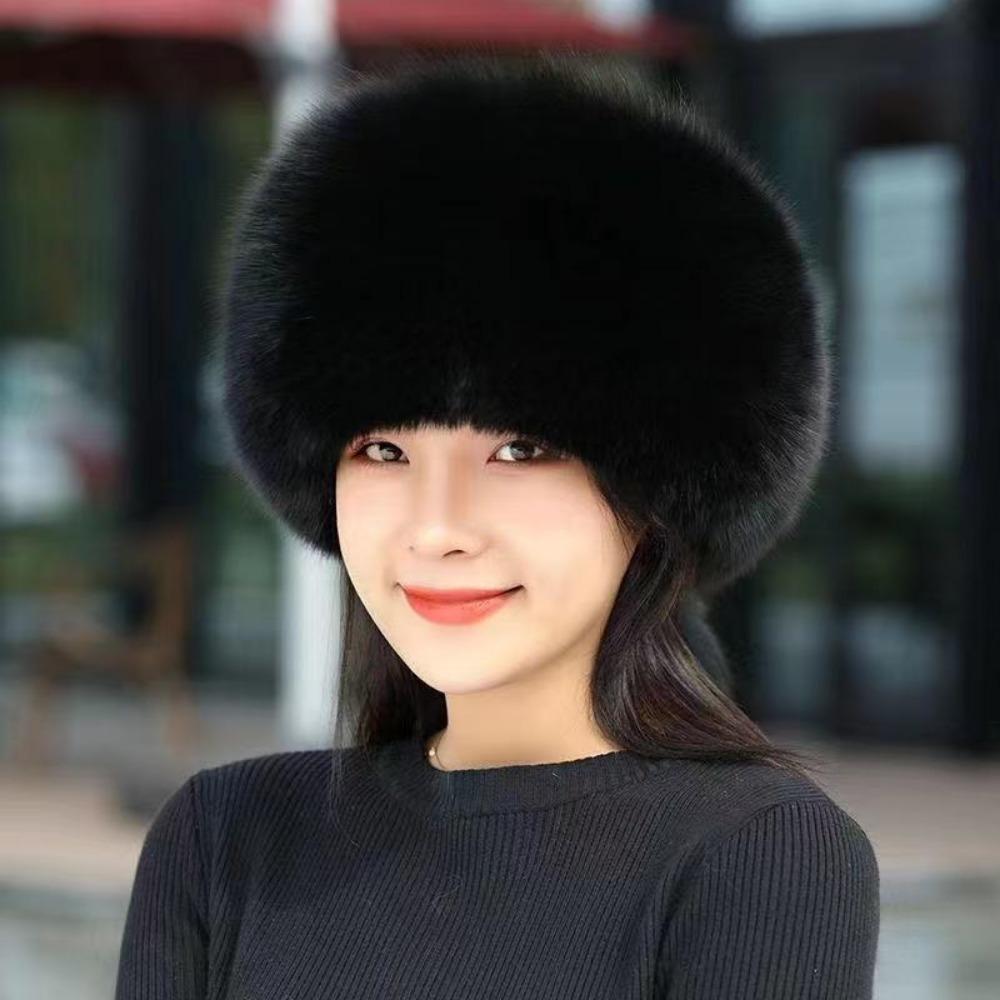 

Зимняя шапка Шапка из лисьего меха Женская ветрозащитная снежная шапка Меховая утолщенная шляпа-ведро Шапка-балаклава one size