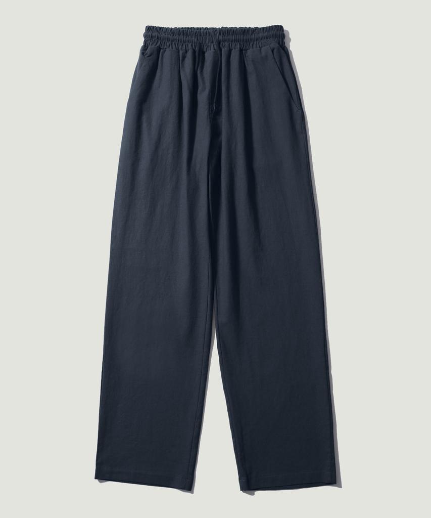 EASE Linen Elastic Waist Pants [Regular Fit]_Navy_Unisex