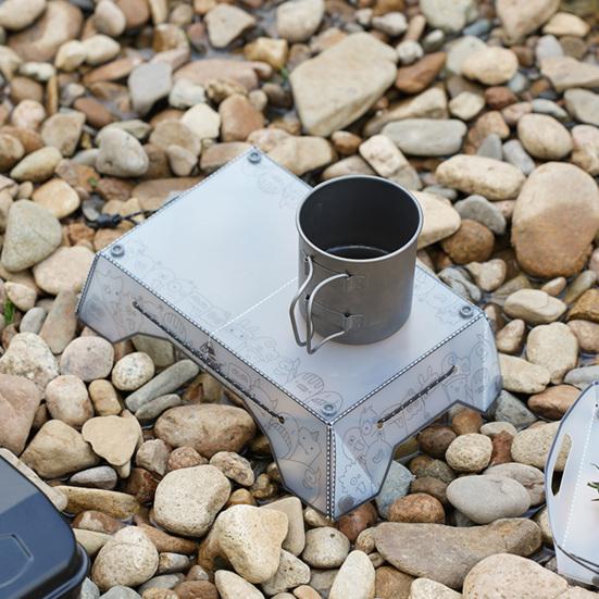 1Pc/1 Set Outdoor Folding Tray Base Heavy Duty Snap Button Food-Grade PP Camping Picnic Backpacking Collapsible Tray Table with Reflective Strap